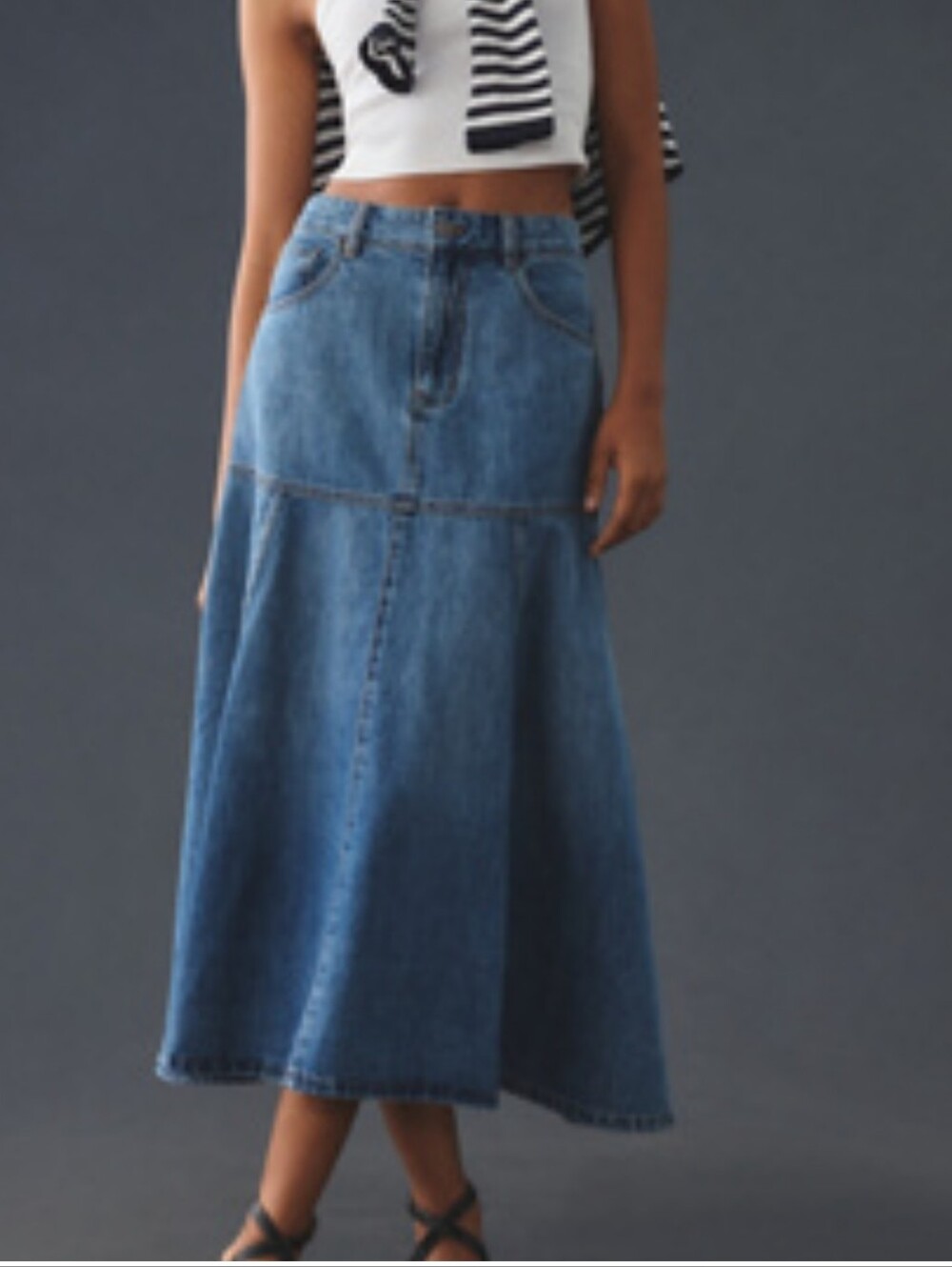 Classic Blue Denim Flounce Skirt